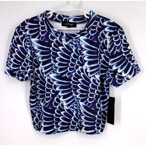 Ed Hardy *2 PIECE* Matching Set Size S Blue Feathered Graphic Top + Leggings NWT